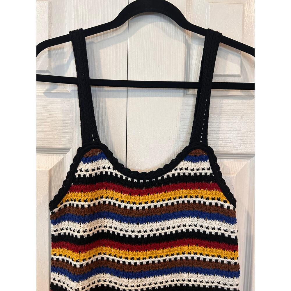 ZARA Striped Multicolored Crochet Mini Dress Size Small - Picture 6 of 7